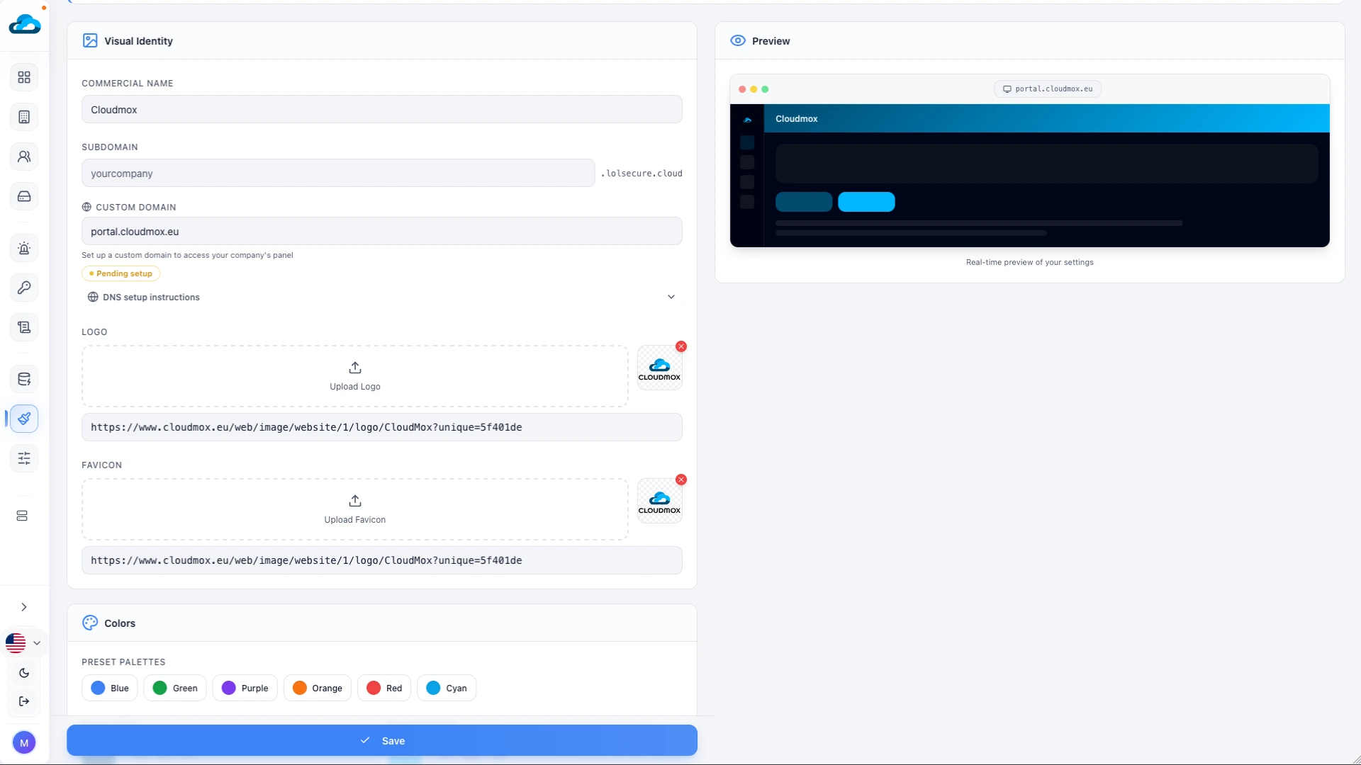 Customisable Whitelable Proxmox panel day mode