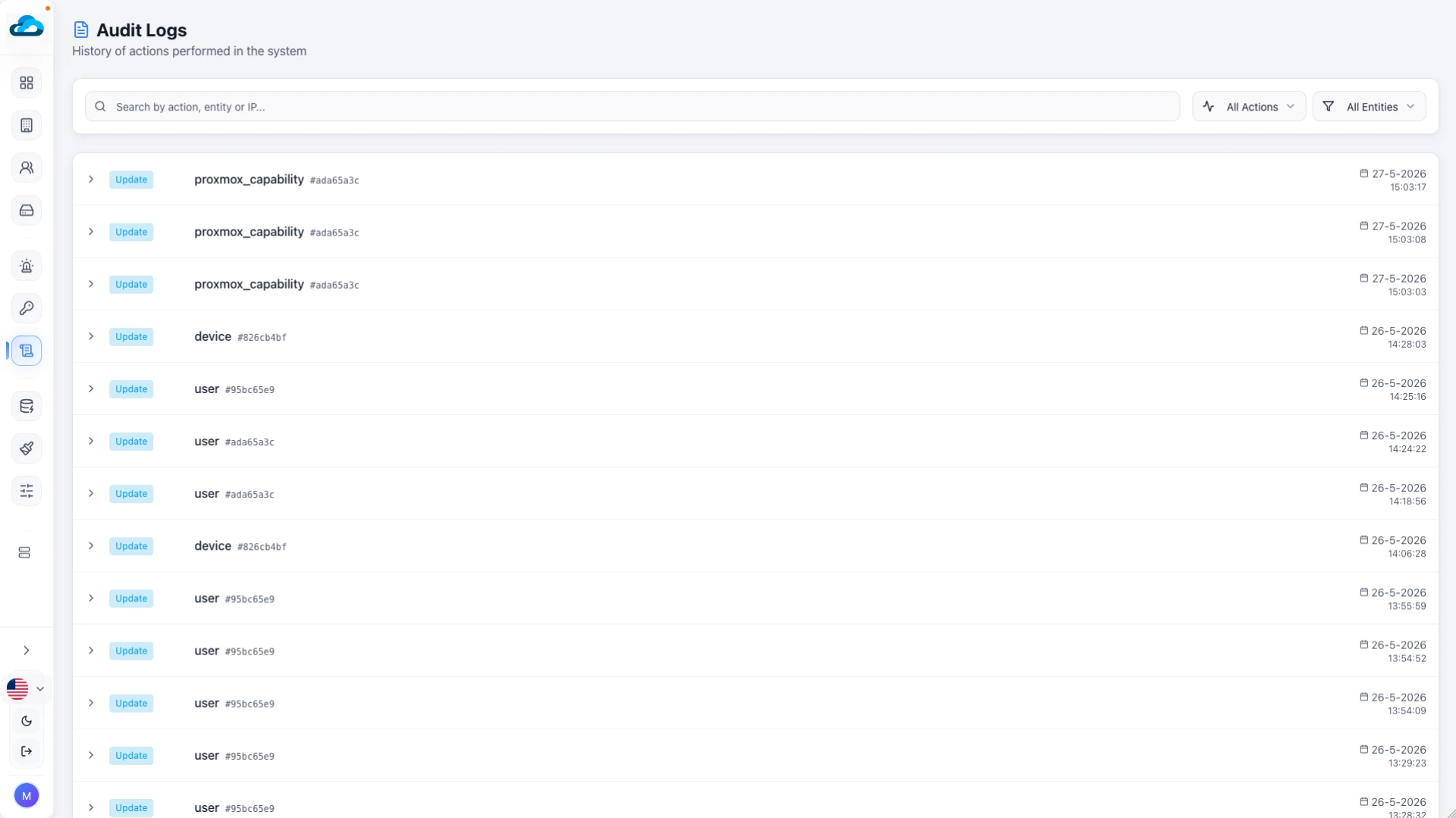 Logfiles per user action light mode
