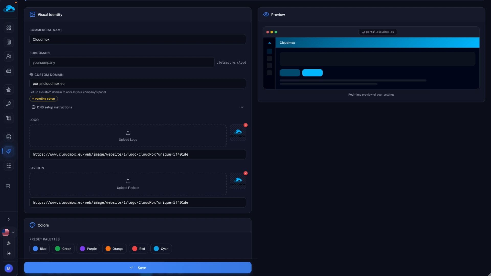Customisable Whitelable Proxmox panel night mode