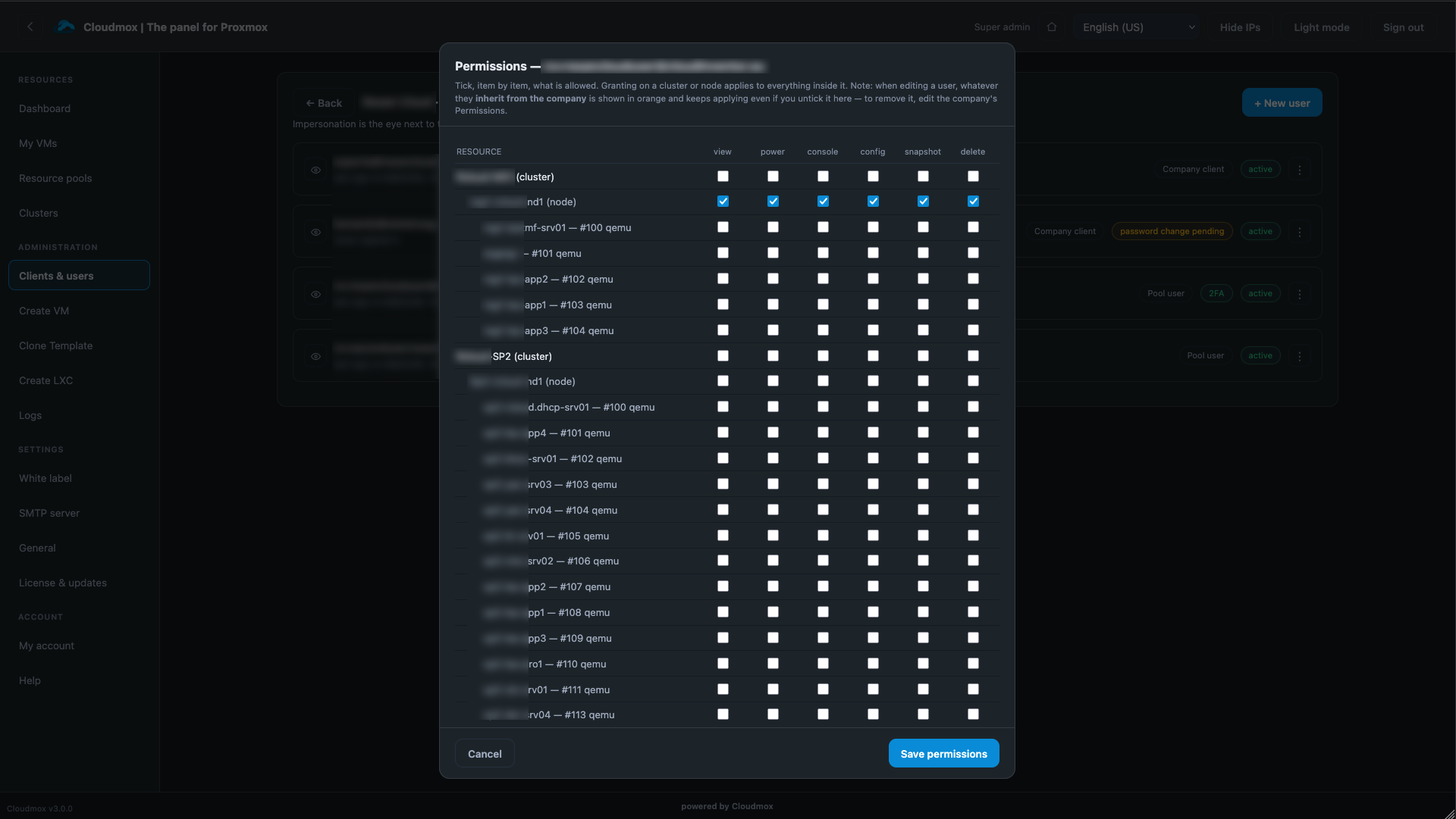 Granular user rights management for Proxmox