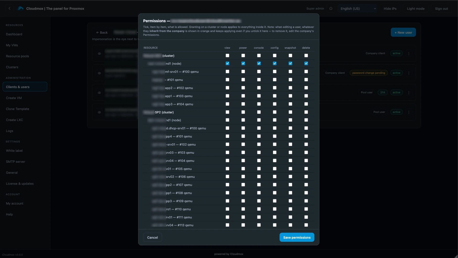 Set granular rights for each user