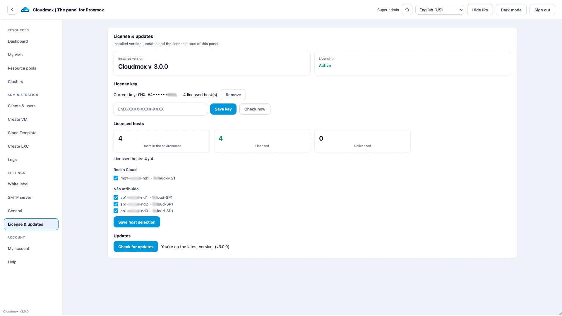 Simple licensing per node